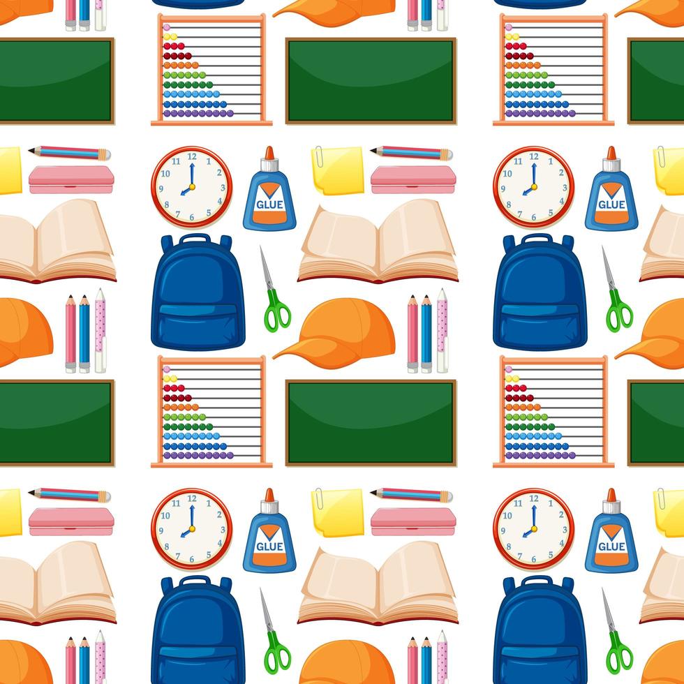 set stationaire tools en school naadloos vector