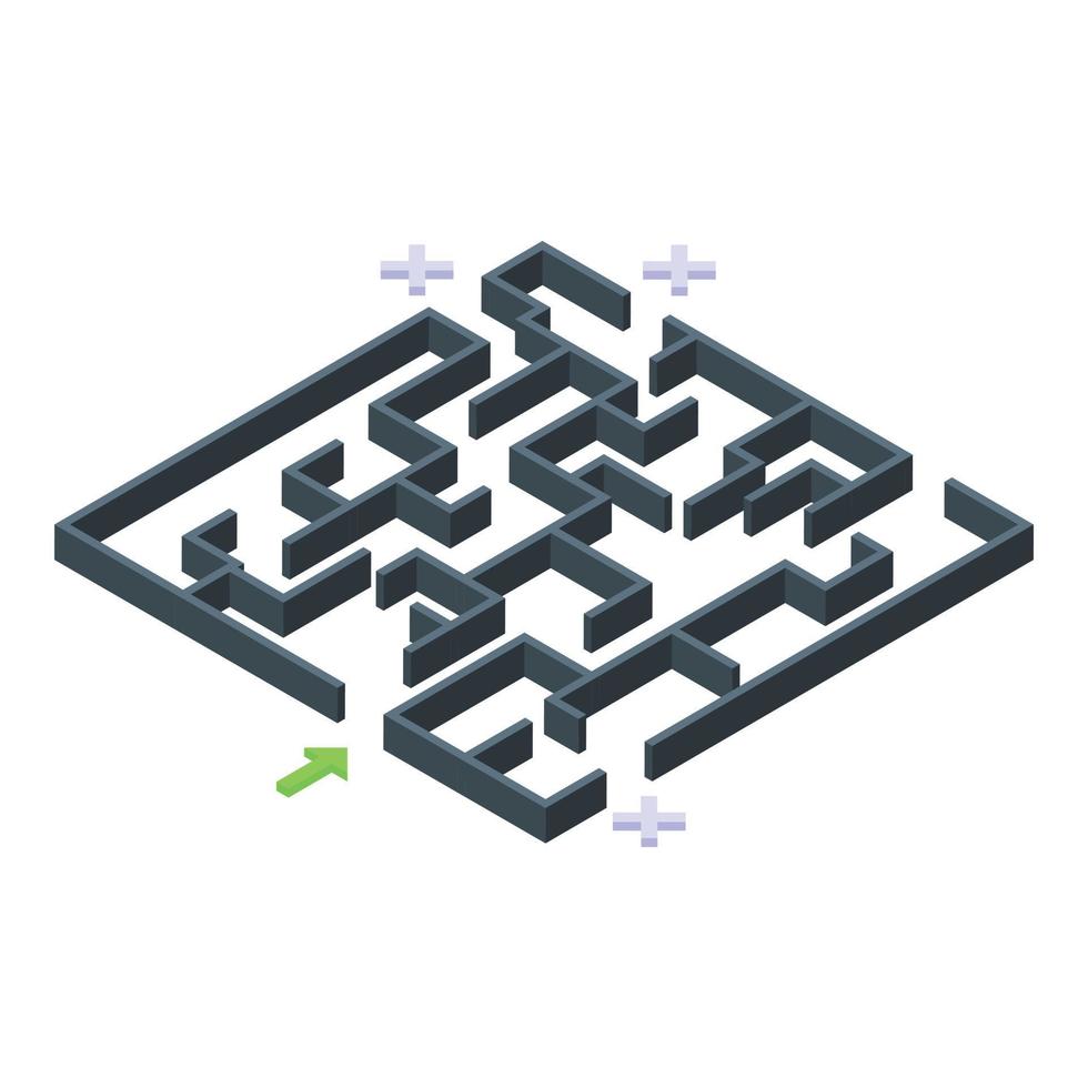 labyrint risico icoon isometrische vector. terugkeer beheer vector