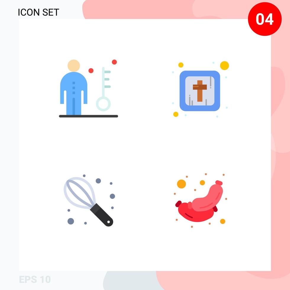 voorraad vector icoon pak van 4 lijn tekens en symbolen voor werknemer menger sleutel kruis voedsel bewerkbare vector ontwerp elementen