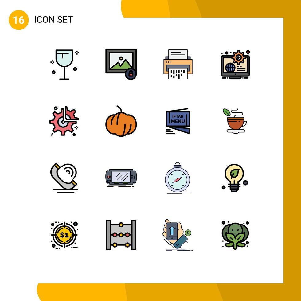 mobiel koppel vlak kleur gevulde lijn reeks van 16 pictogrammen van onderwijs bedrijf gegevens wereldbol informatie bewerkbare creatief vector ontwerp elementen