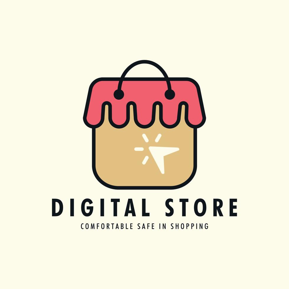 digitaal wijnoogst stijl logo vector tekenfilm kleur icoon illustratie sjabloon ontwerp