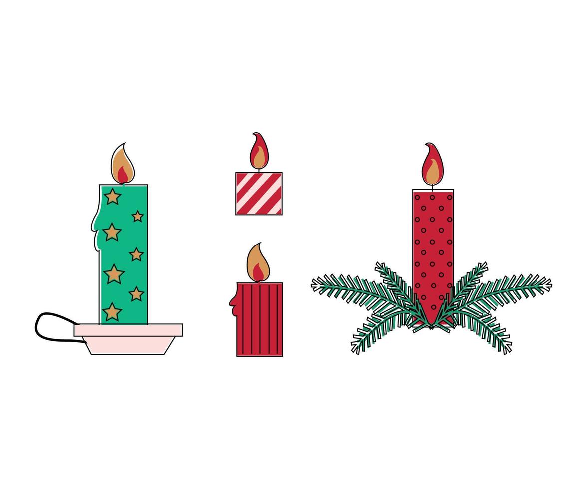 set kerst kaarsen vector