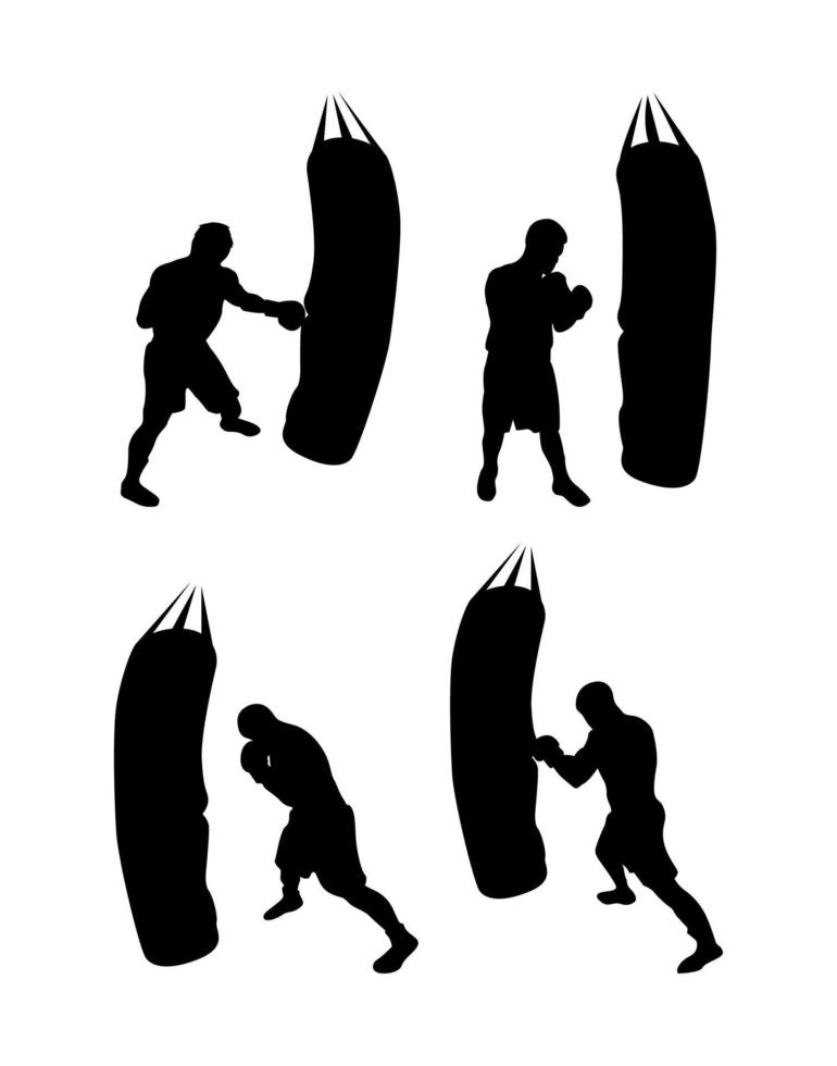 boxers silhouetten set vector