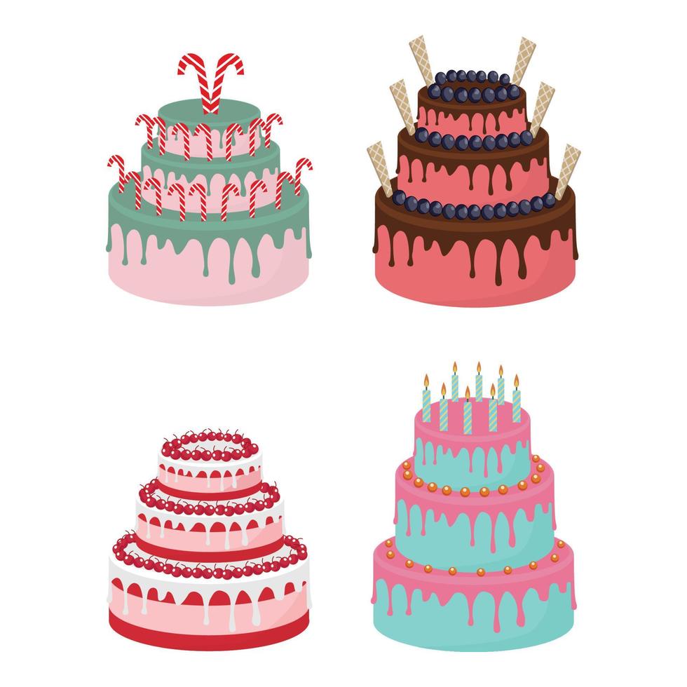 vector illustratie van cakes verzameling