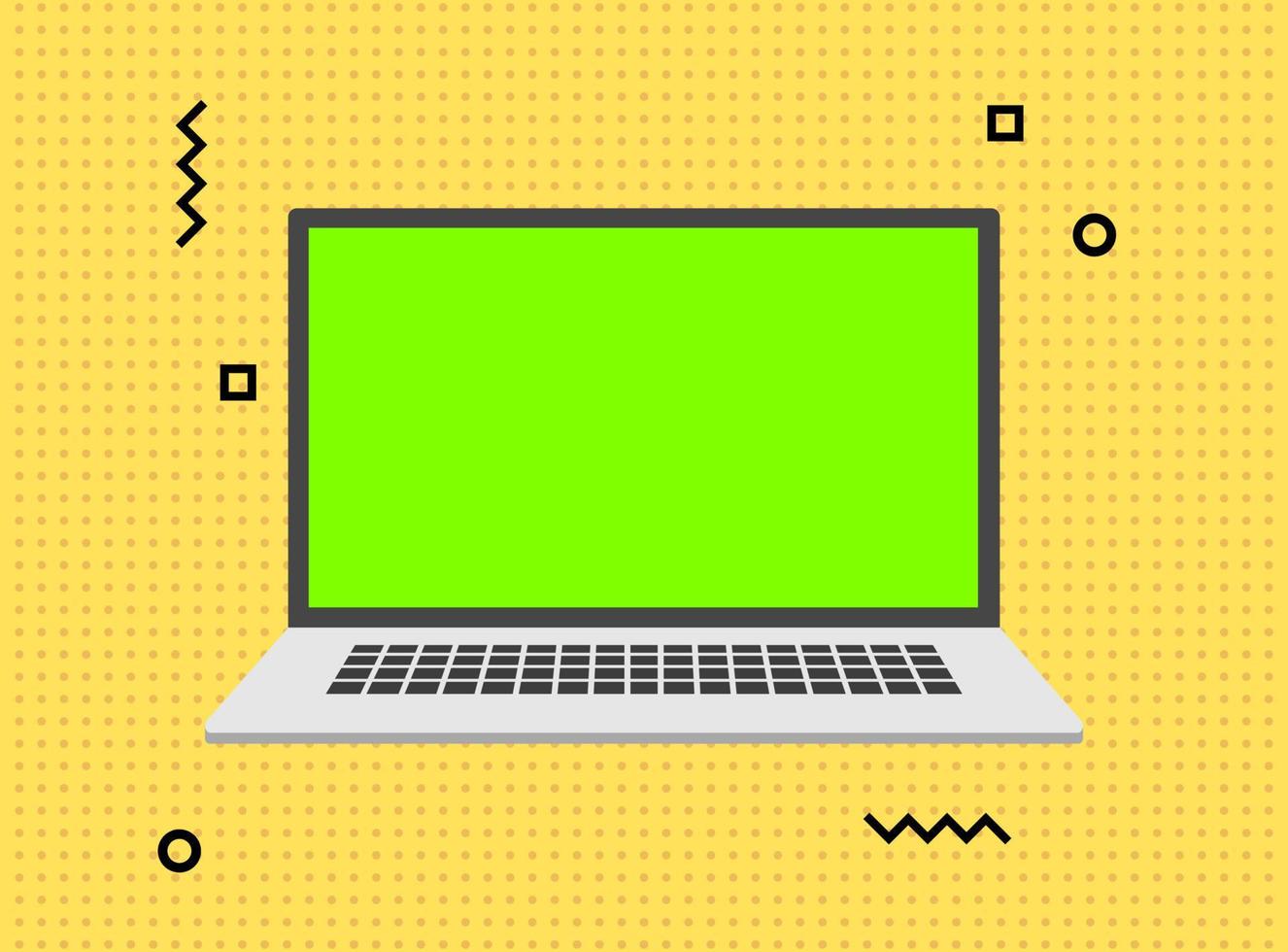 laptop met groen scherm. kopiëren ruimte. video telefoontje concept vector