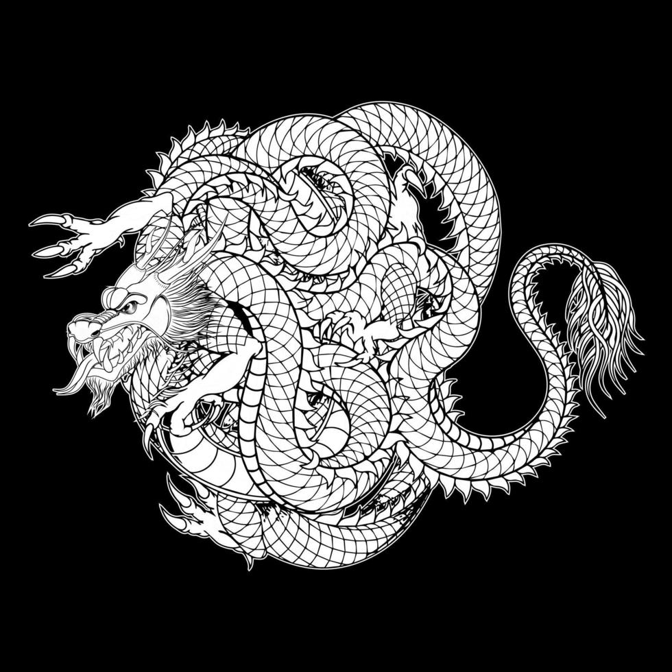 draak Japans stijl tatoeëren vector illustratie
