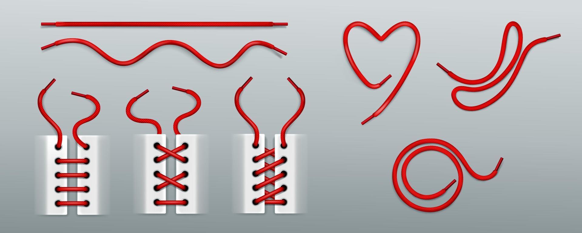 rood schoenveters, vetersluiting door touwen in sportschoenen vector