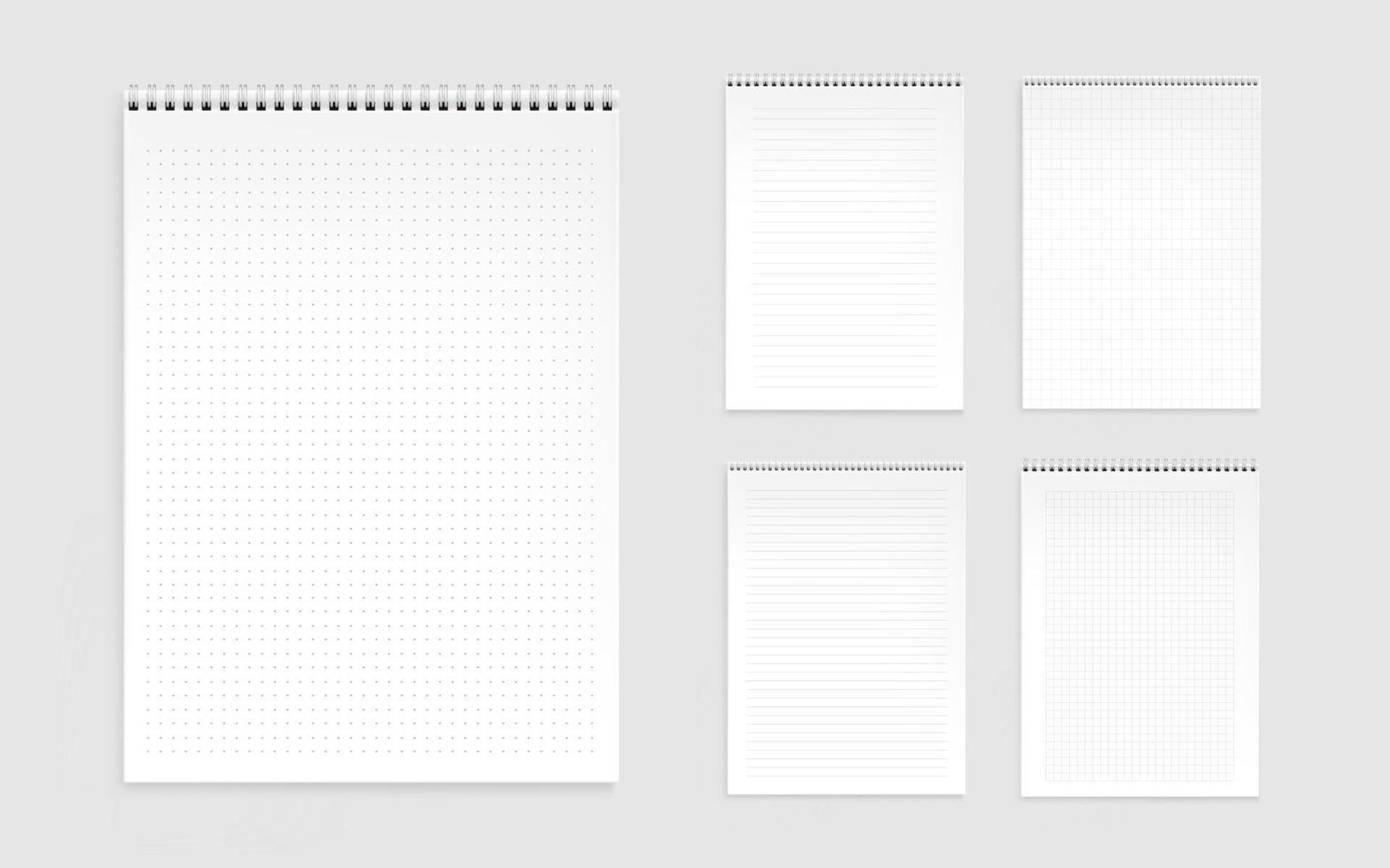 notitieboekje bladen.pagina's met lijnen, dots en cheques. vector