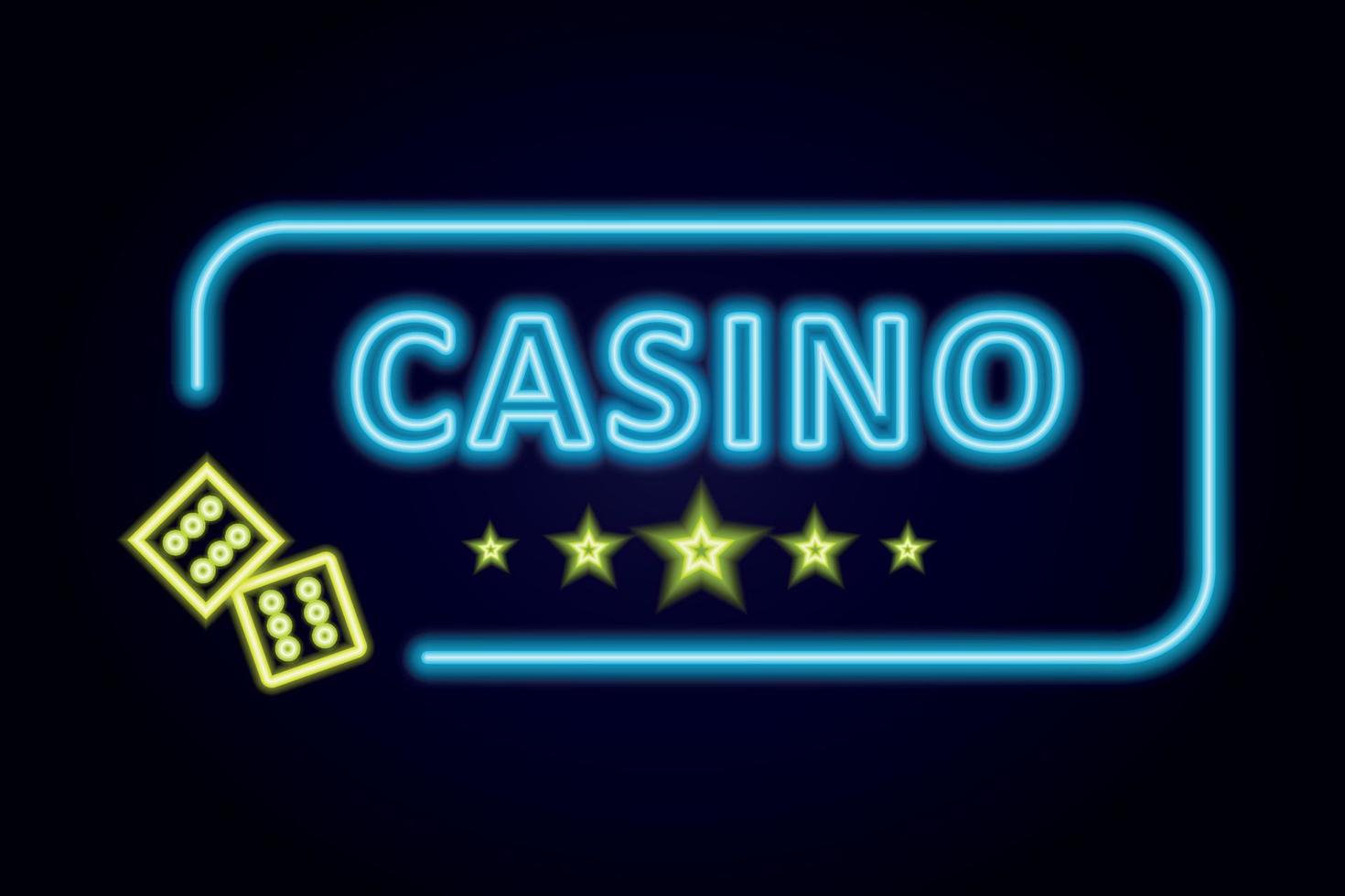 casino logo in neon stijl. ontwerp sjabloon. neon teken, licht banier, aanplakbord, helder licht reclame gokken, casino, poker. vector illustratie