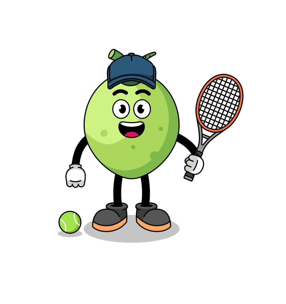 kokosnoot illustratie net zo een tennis speler vector