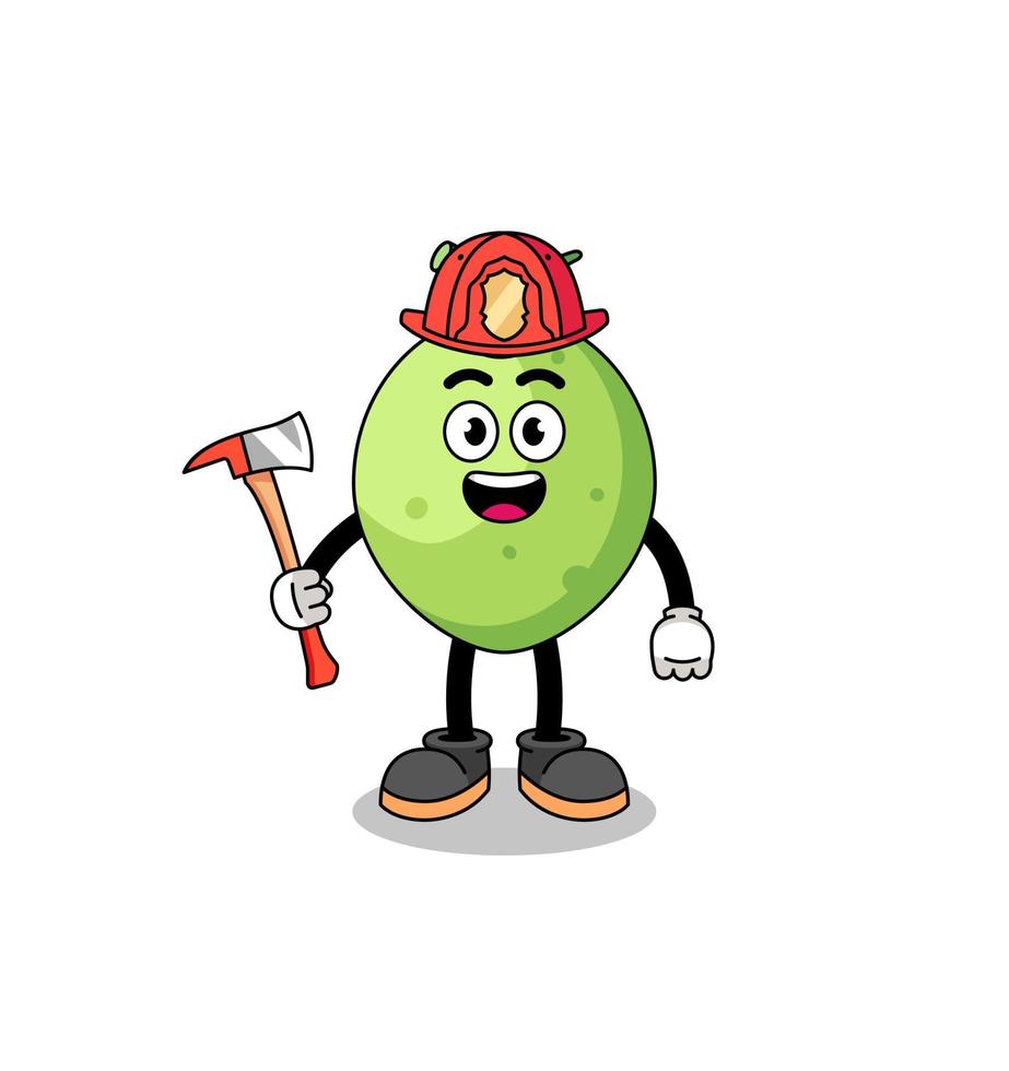 tekenfilm mascotte van kokosnoot brandweerman vector