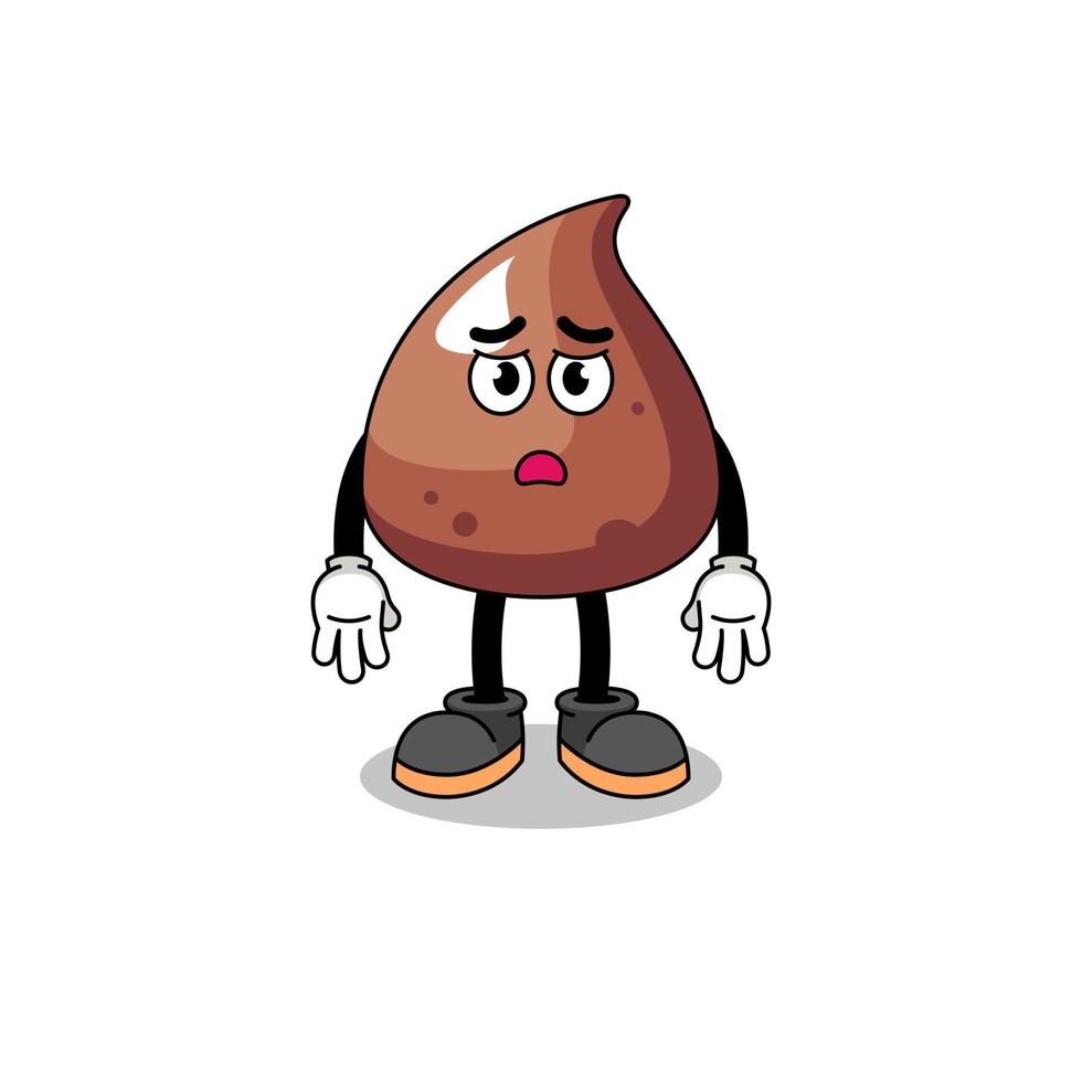 Choco spaander tekenfilm illustratie met verdrietig gezicht vector