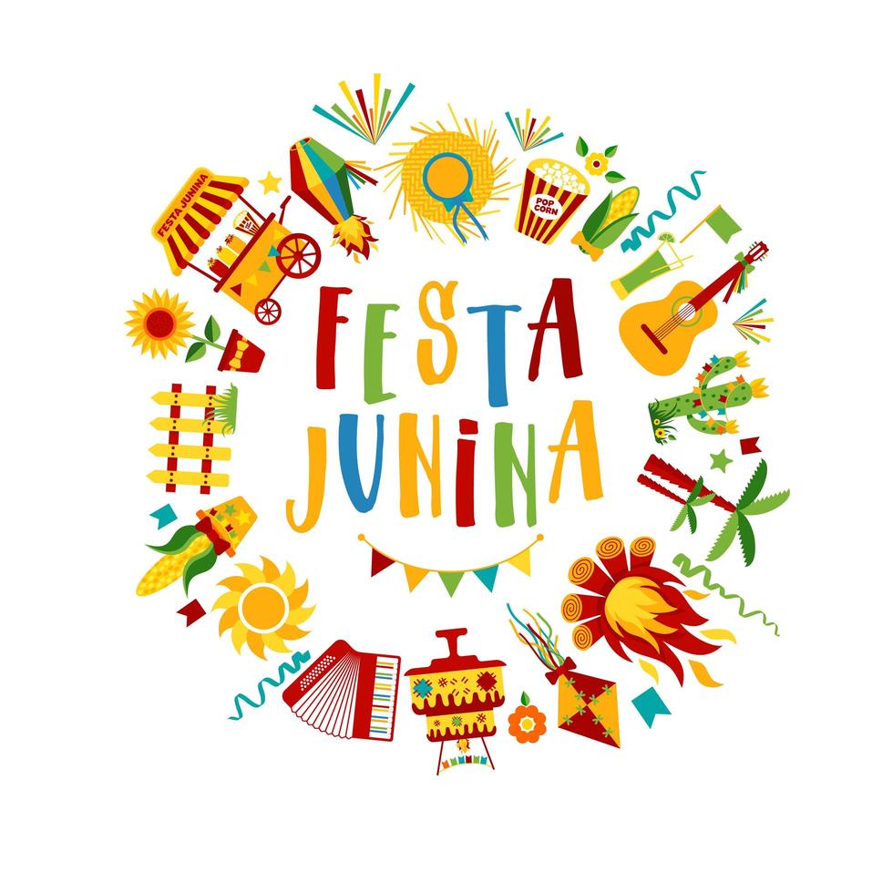 festa junina festival belettering vector