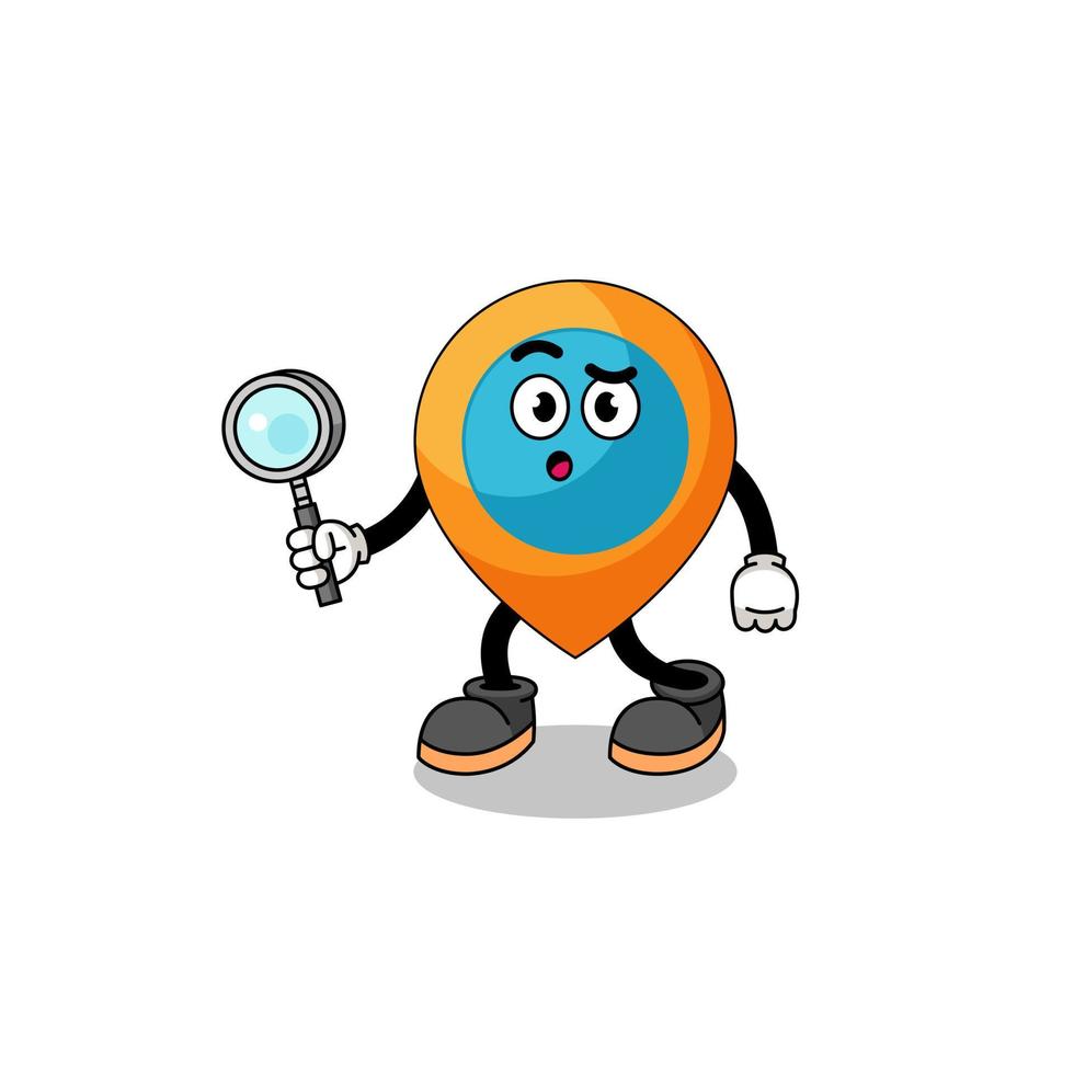 mascotte van locatiesymbool zoeken vector