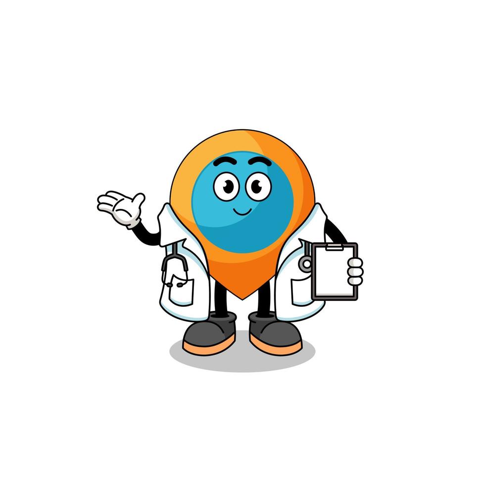 cartoon mascotte van locatie symbool dokter vector