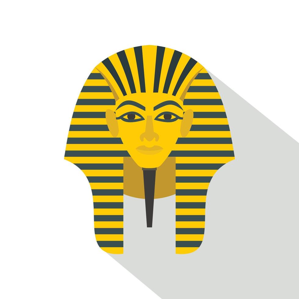 Egyptische gouden farao's masker icoon, vlak stijl vector