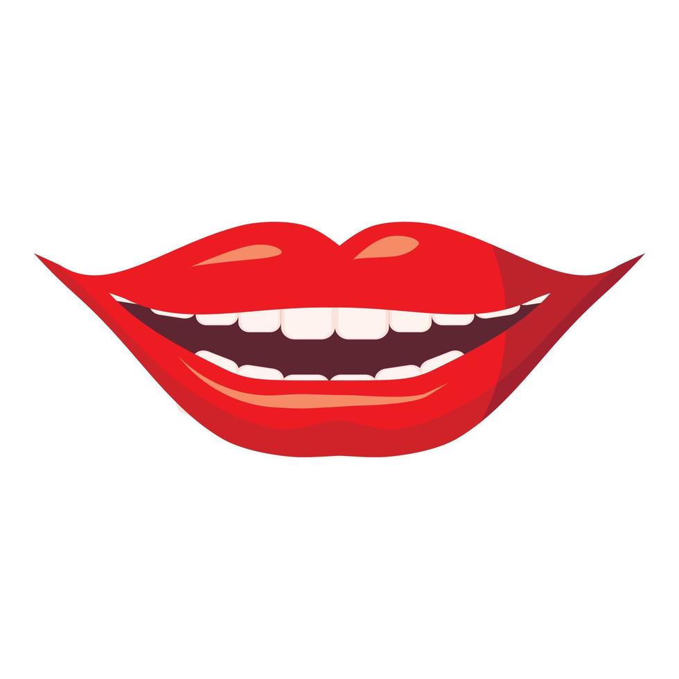 rood lippen icoon, tekenfilm stijl vector