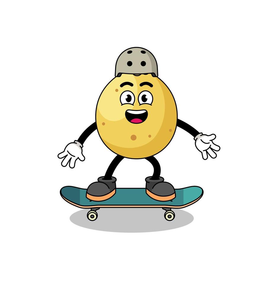 langsat mascotte spelen een skateboard vector