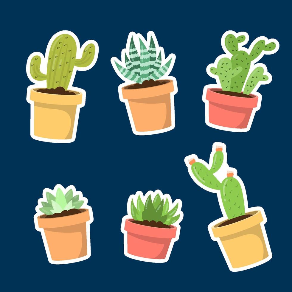 logboek sjabloon cactus sappig sticker verzameling vector