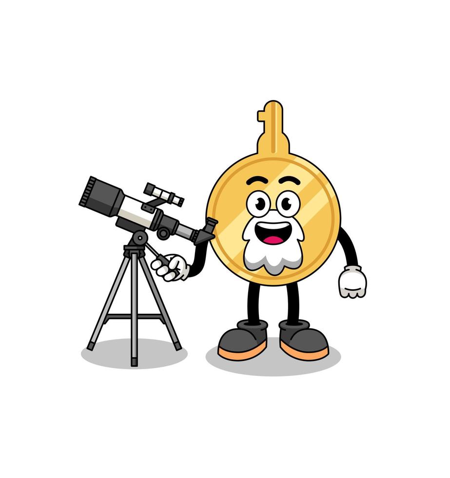 illustratie van sleutel mascotte net zo een astronoom vector