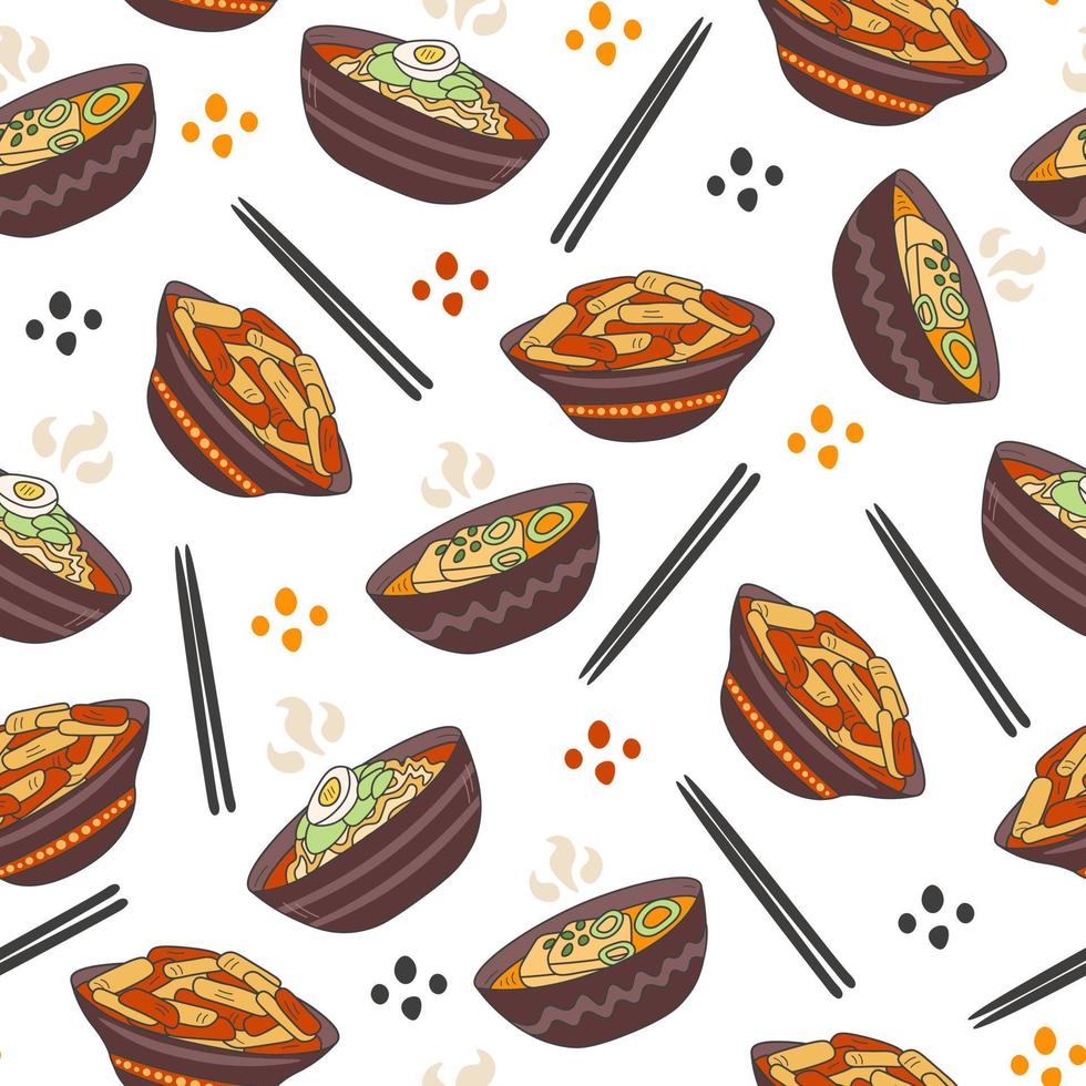 Aziatisch voedsel naadloos patroon met Koreaans gerechten vector