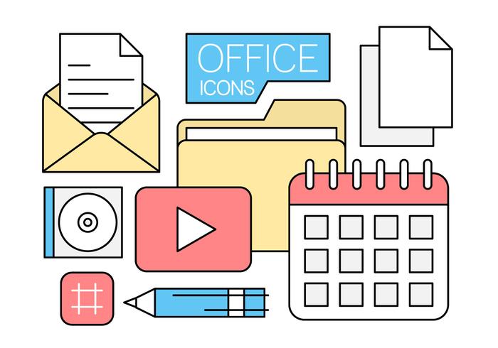 Gratis Lineaire Office Pictogrammen in Minimale Stijl vector