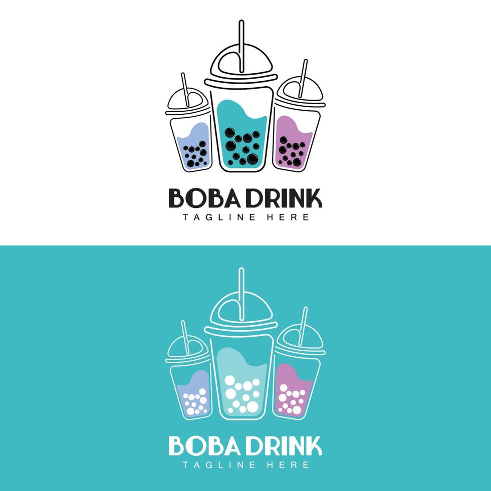 boba drinken logo ontwerp, modern gelei drinken bubbel vector, boba drinken merk glas illustratie. ontwerp geschikt voor cafés, drank merken vector