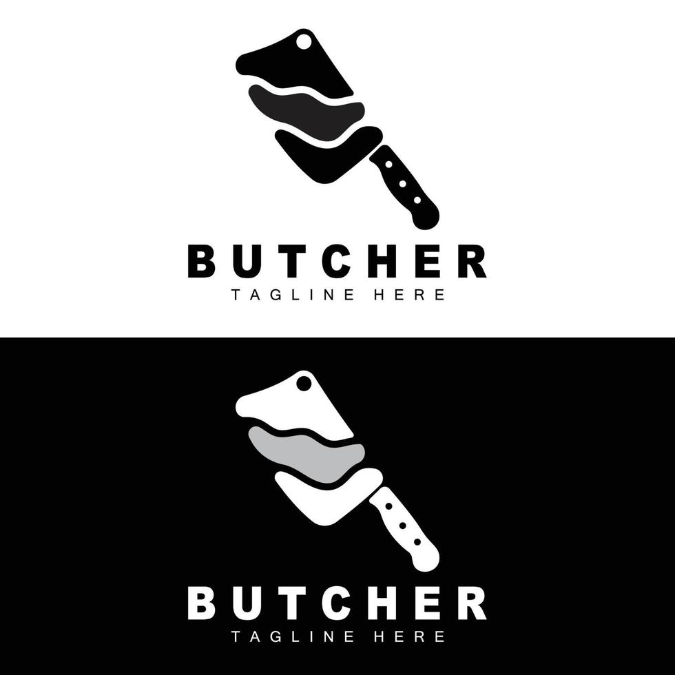 slager logo ontwerp, mes snijdend gereedschap vector sjabloon, Product merk illustratie ontwerp voor slager, boerderij, slager winkel