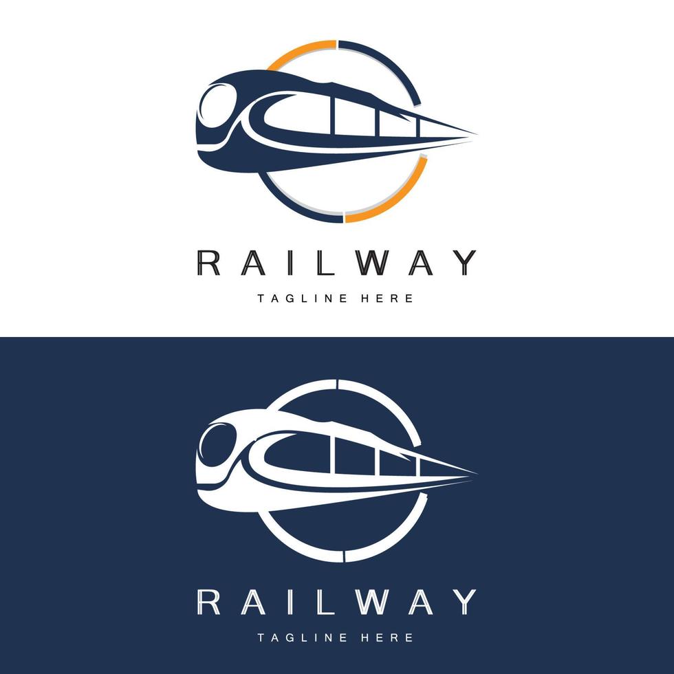 trein logo ontwerp. snel trein bijhouden vector, snel vervoer voertuig illustratie, ontwerp fit locomotief spoorweg bedrijf land- vervoer en snel levering vector