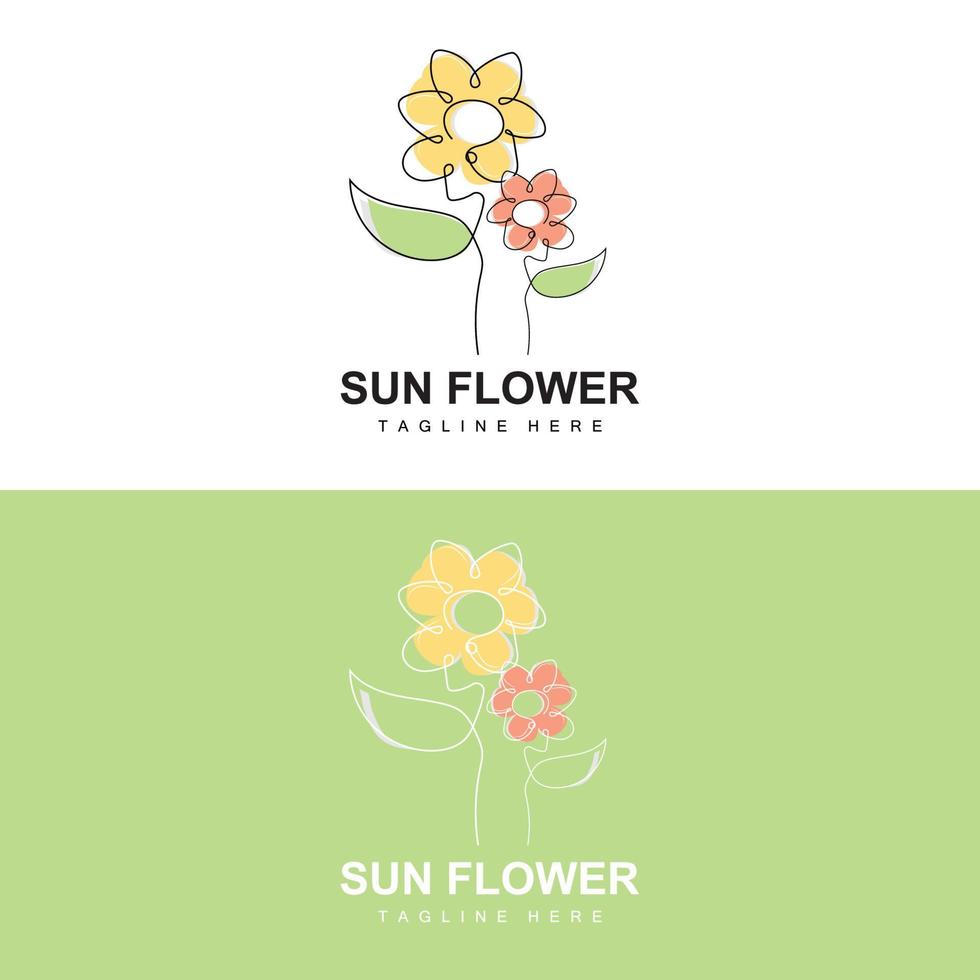 zonnebloem logo ontwerp, sier- fabriek tuin fabriek icoon vector, bedrijf Product merk vector