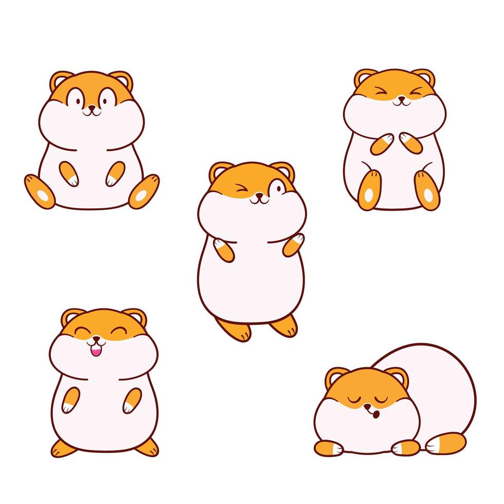 aanbiddelijk hamster set. schattig tekenfilm hamster slapen. zitten. dier vector illustratie. huisdier. schattig dier concept