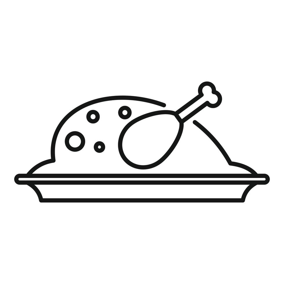 gekookt kip icoon schets vector. gebraden voedsel vector