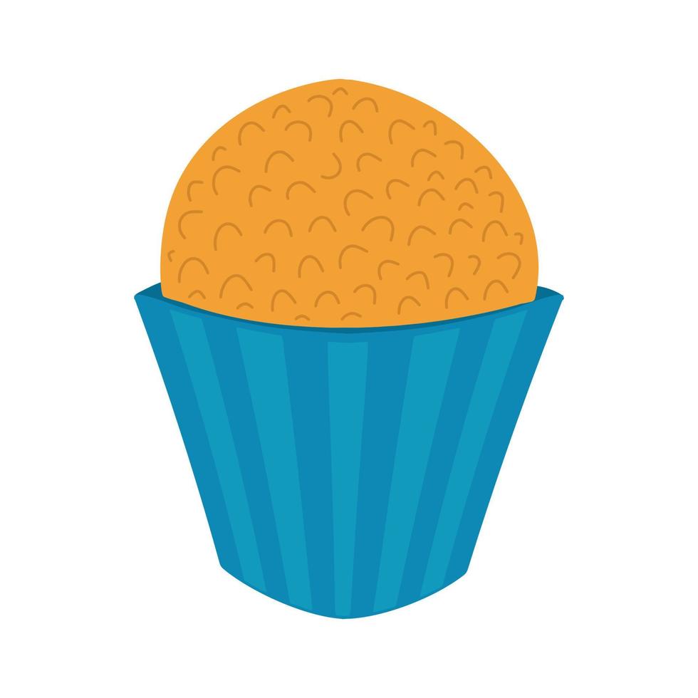 laddu of laddoo is een bolvormig Indisch nagerecht. schattig zoet bal in blauw koekje papier. vector illustratie geïsoleerd Aan wit.