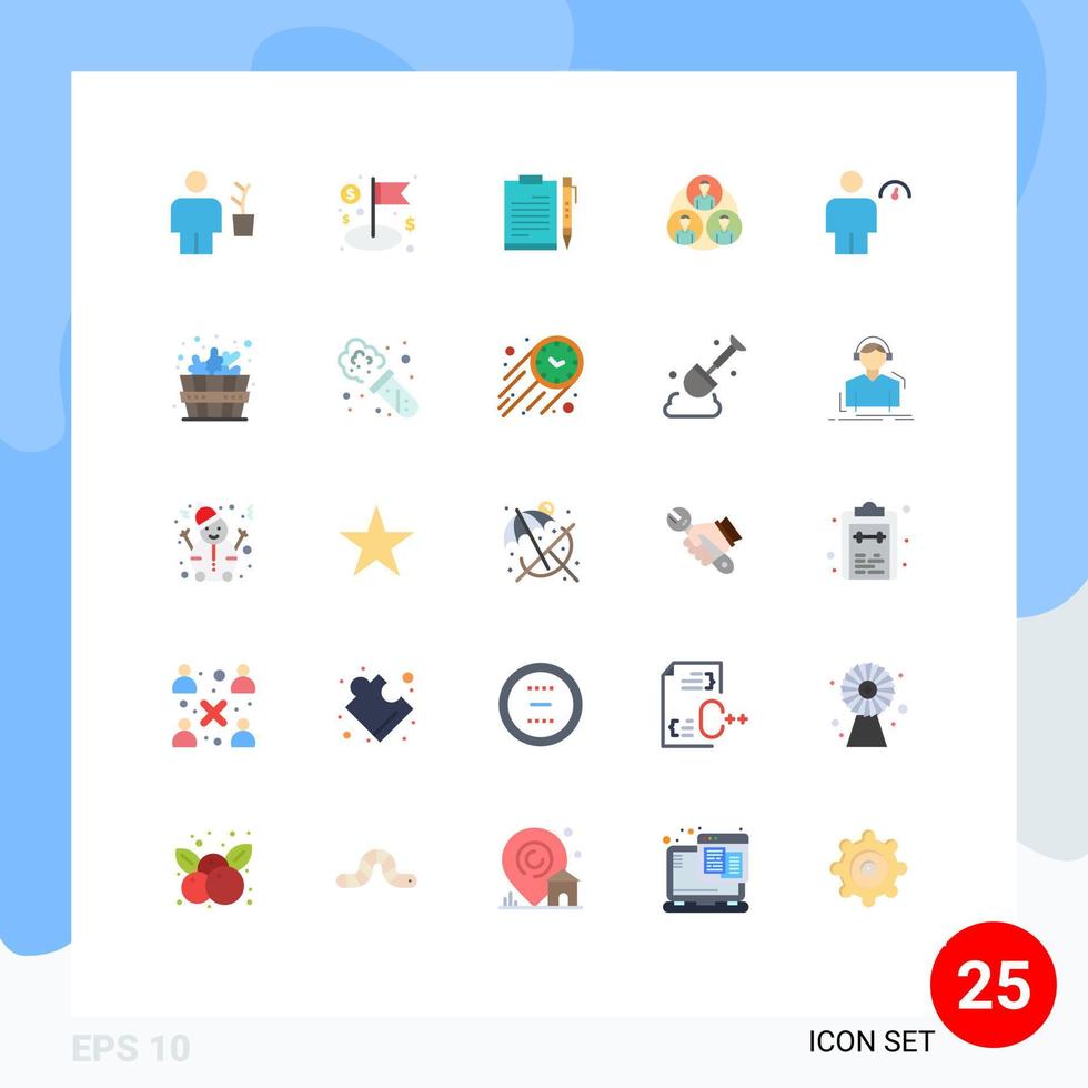 25 thematisch vector vlak kleuren en bewerkbare symbolen van bende vel beheer planning het dossier bewerkbare vector ontwerp elementen