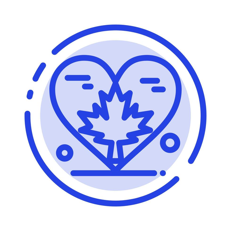 hart liefde herfst Canada blad blauw stippel lijn lijn icoon vector