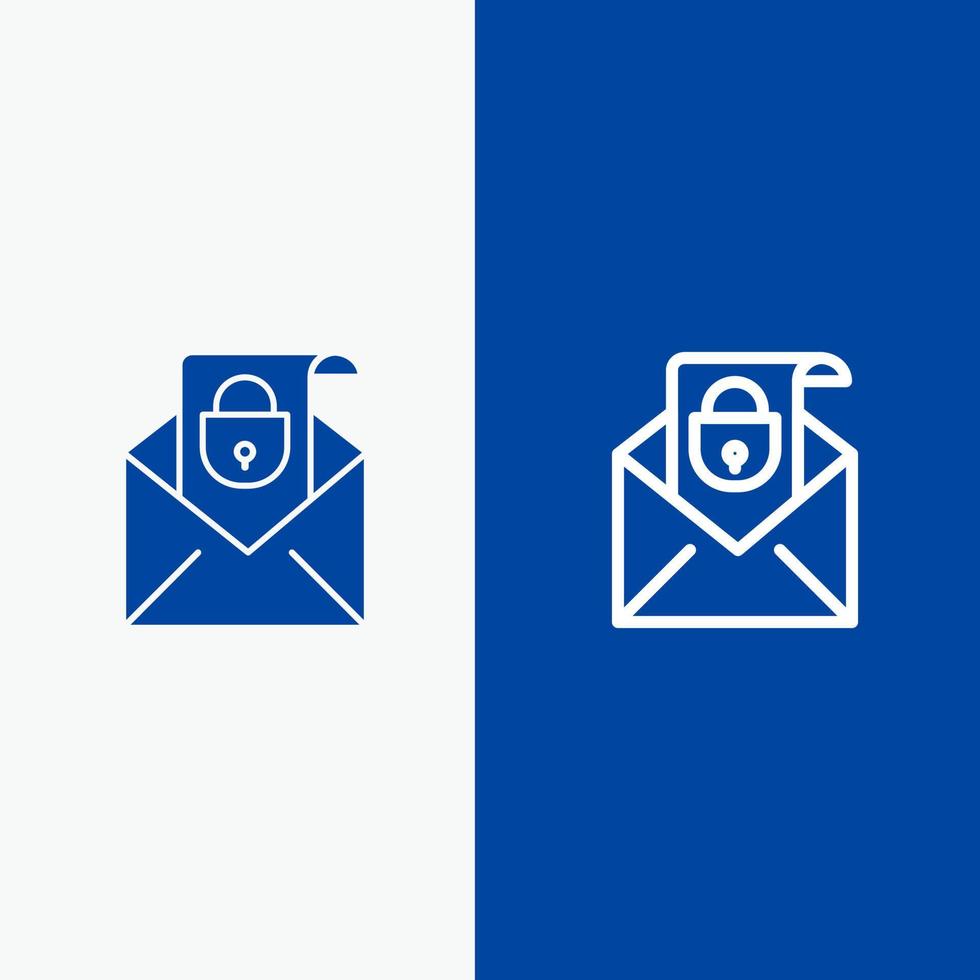 mail e-mail bericht veiligheid lijn en glyph solide icoon blauw banier lijn en glyph solide icoon blauw banier vector