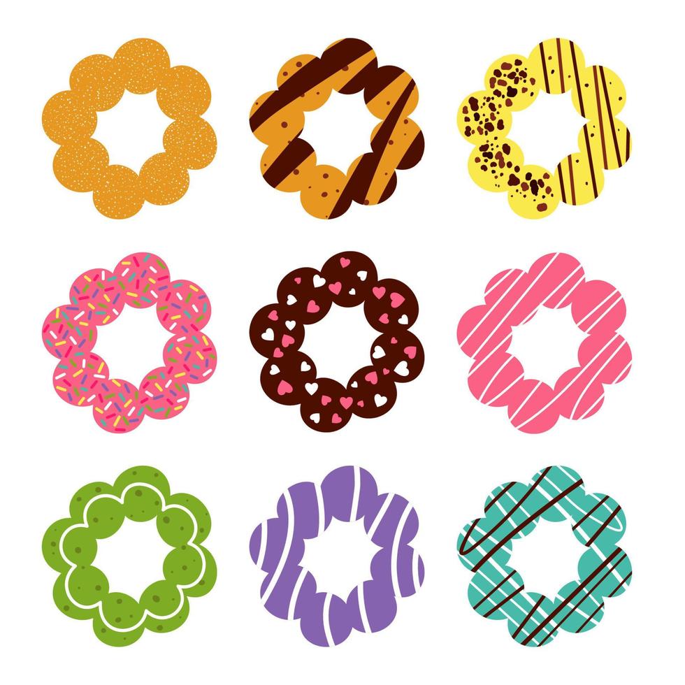 hand- getrokken mochi donuts set. geïsoleerd vector illustratie Aan wit achtergrond.