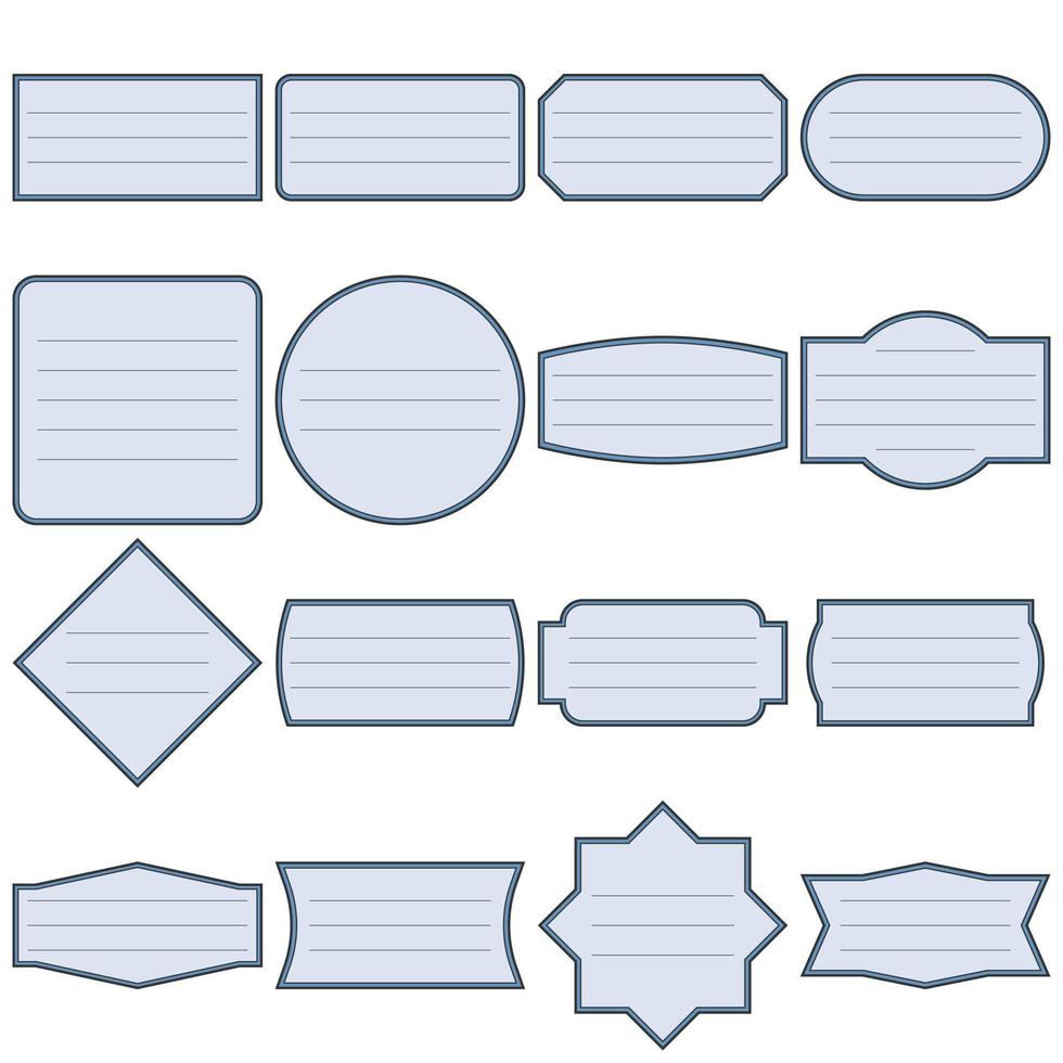 etiketten geometrisch, notitieboekje label, kader voor bericht, lijn etiketten. vector