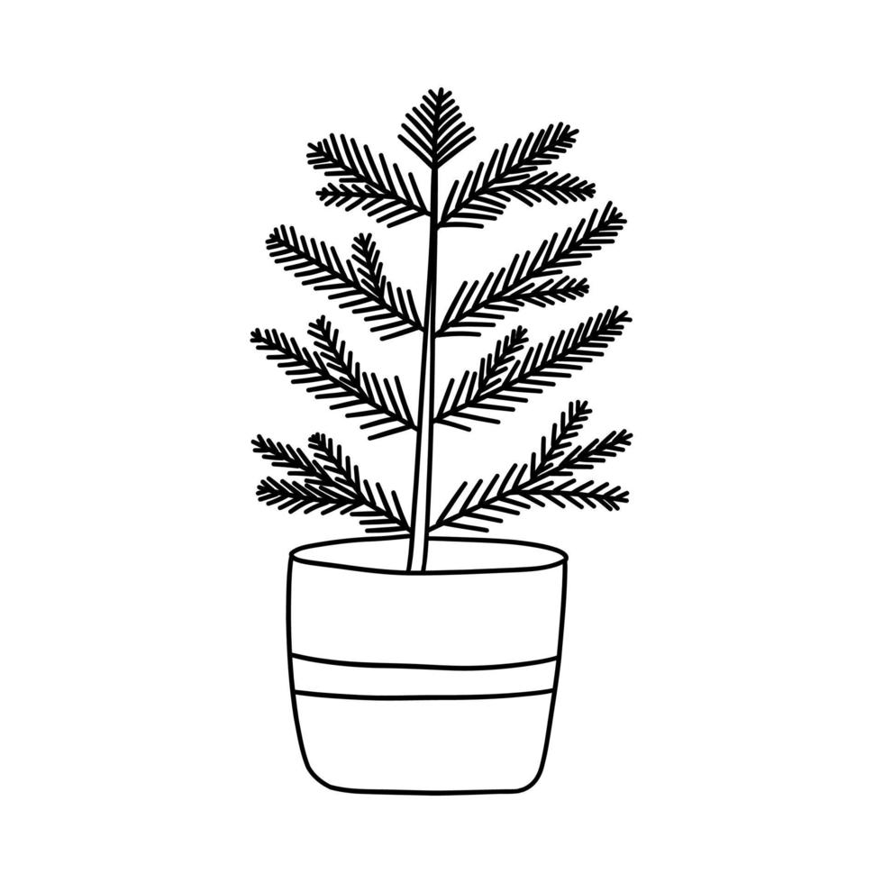 schattig Kerstmis boom in een pot. vector tekening