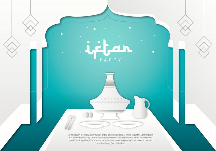 Iftar Party Tajine Achtergrond Sjabloon Vector