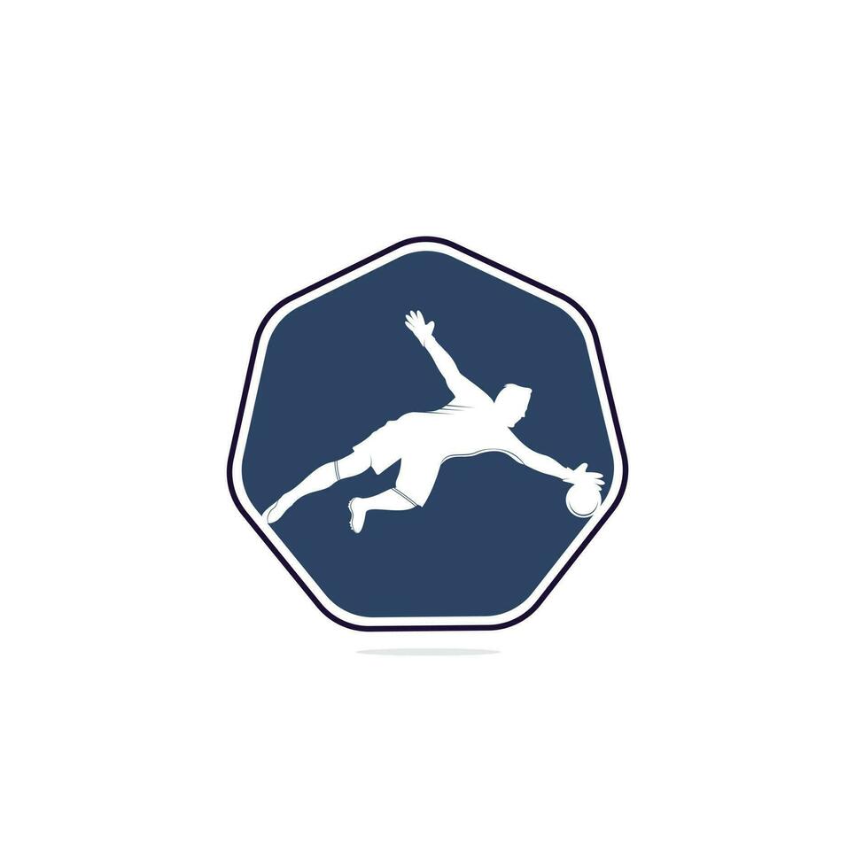 doelman speler logo. modern voetbal speler in actie logo - opslaan door de doelman vector