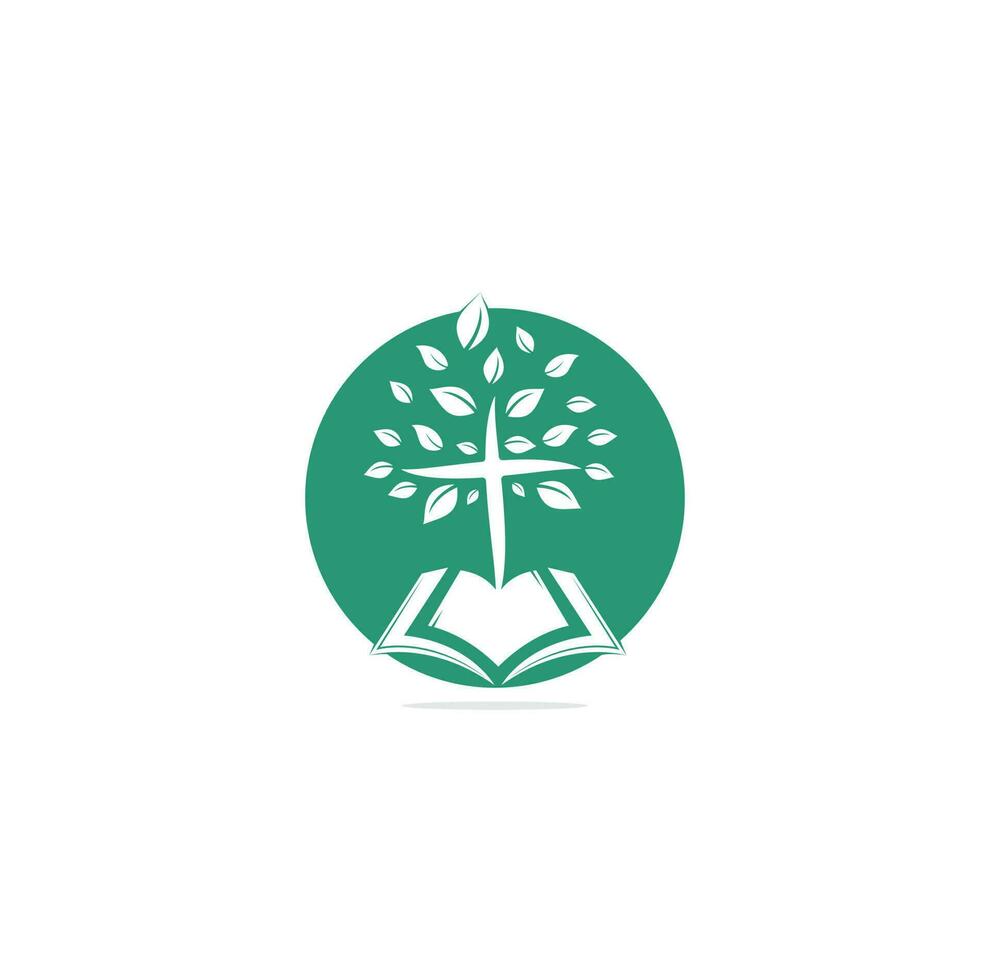 Bijbel kruis boom kerk logo ontwerp. Bijbel kerk logo vector