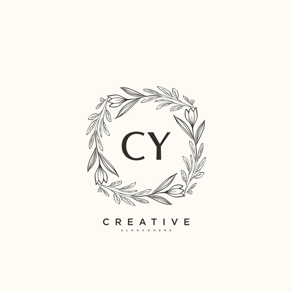 cy schoonheid vector eerste logo kunst, handschrift logo van eerste handtekening, bruiloft, mode, juwelen, boetiek, bloemen en botanisch met creatief sjabloon voor ieder bedrijf of bedrijf.