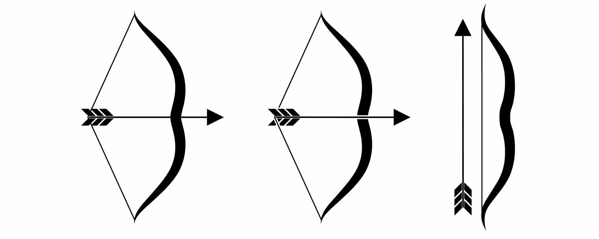 boogschieten of boog icoon reeks geïsoleerd Aan wit achtergrond vector