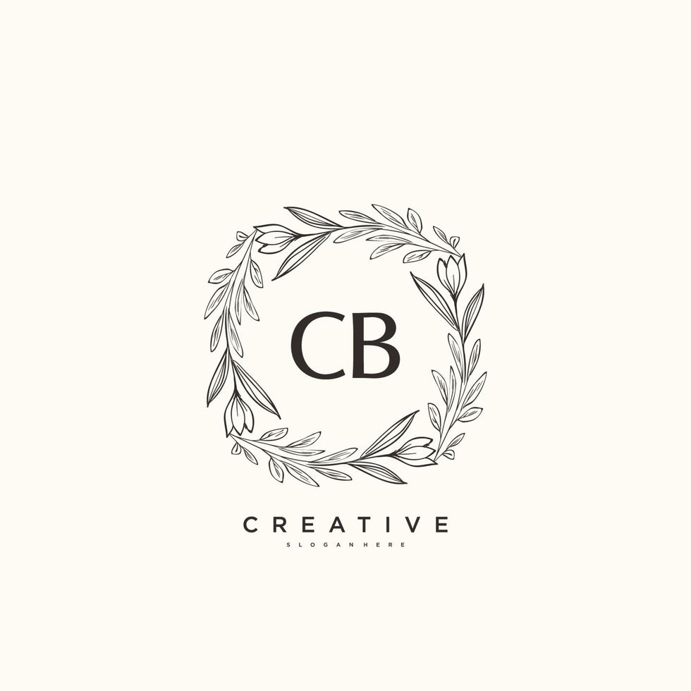 cb schoonheid vector eerste logo kunst, handschrift logo van eerste handtekening, bruiloft, mode, juwelen, boetiek, bloemen en botanisch met creatief sjabloon voor ieder bedrijf of bedrijf.