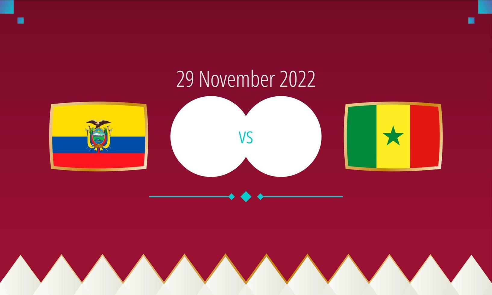 Ecuador vs Senegal Amerikaans voetbal wedstrijd, Internationale voetbal wedstrijd 2022. vector
