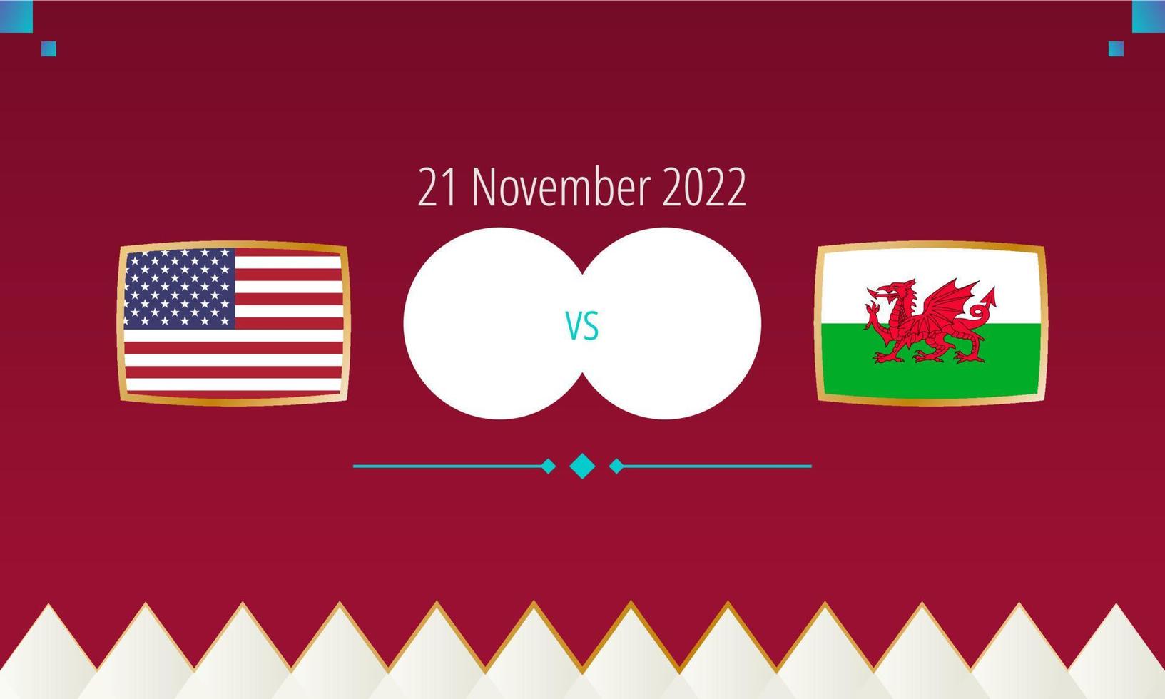 Verenigde staten vs Wales Amerikaans voetbal wedstrijd, Internationale voetbal wedstrijd 2022. vector