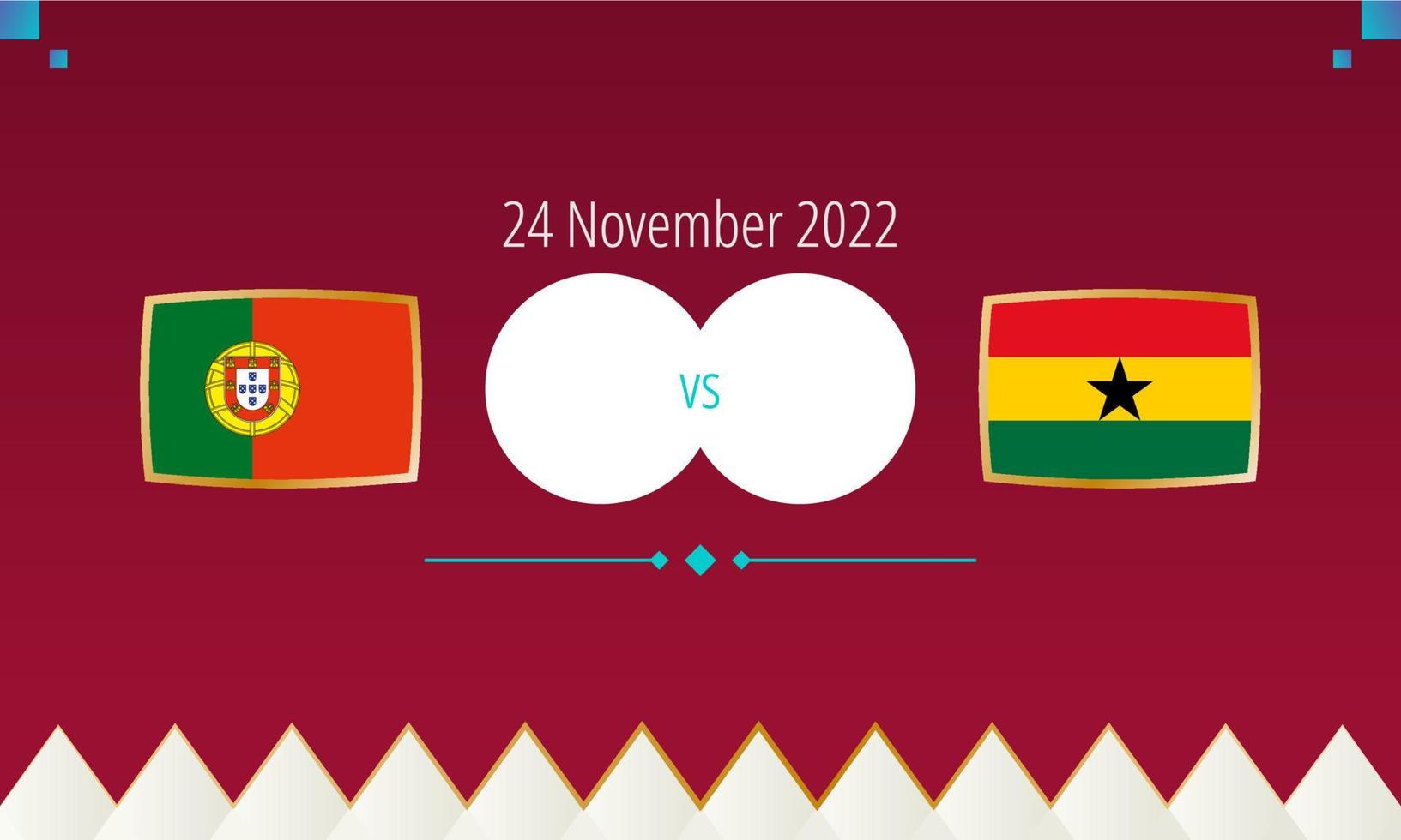 Portugal vs Ghana Amerikaans voetbal wedstrijd, Internationale voetbal wedstrijd 2022. vector