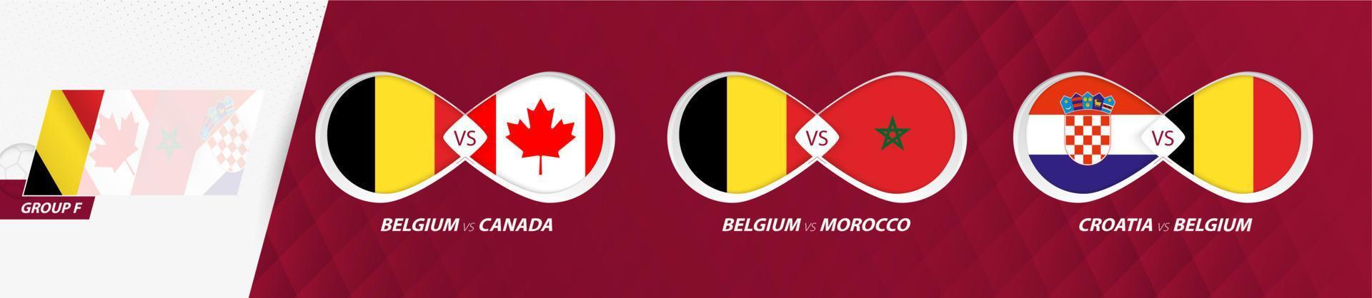belgie nationaal team wedstrijden in groep f, Amerikaans voetbal wedstrijd 2022, allemaal spellen icoon in groep fase. vector