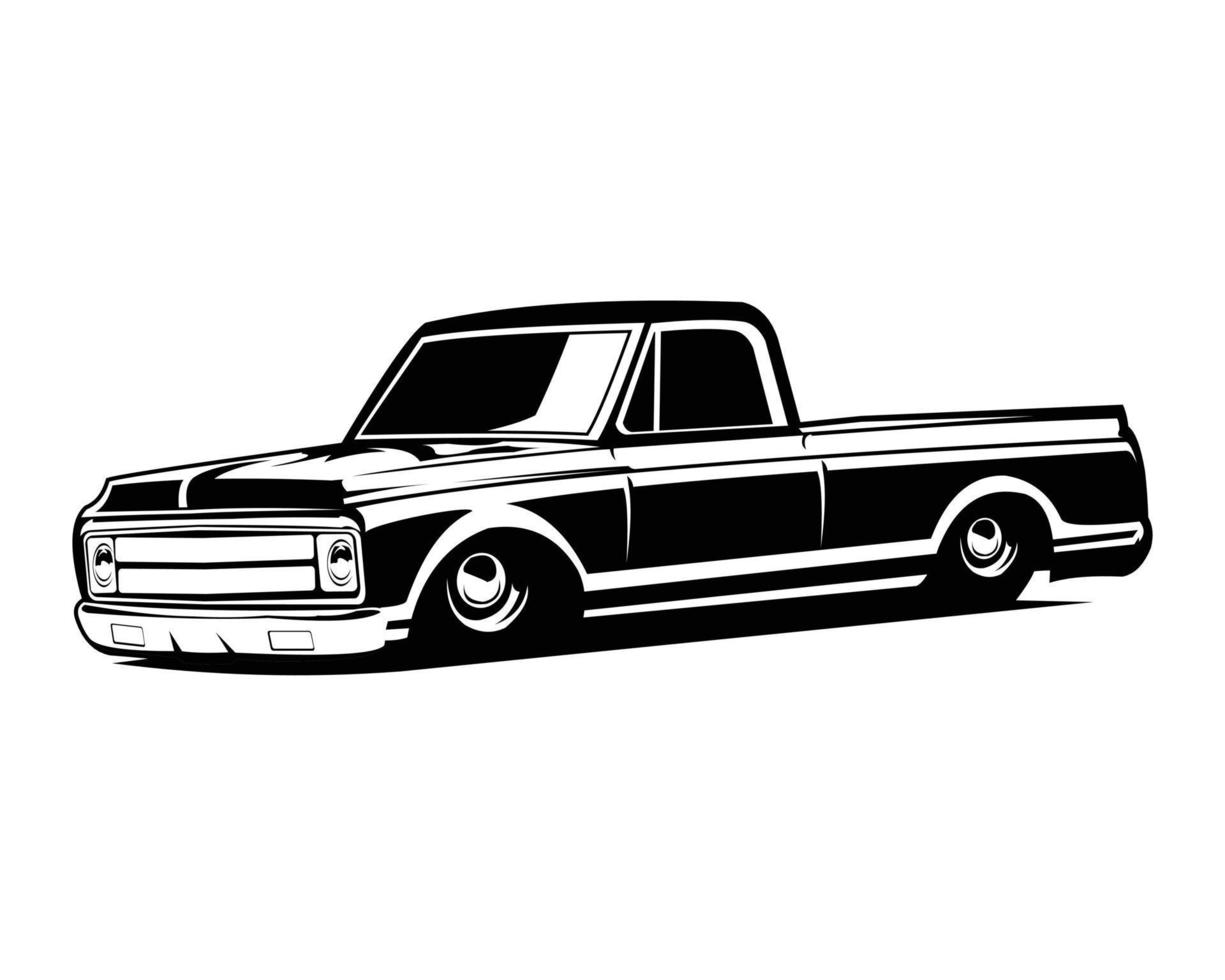 de het beste silhouet c10 vrachtauto logo voor auto industrie. visie van kant geïsoleerd wit achtergrond. vector illustratie beschikbaar in eps 10.